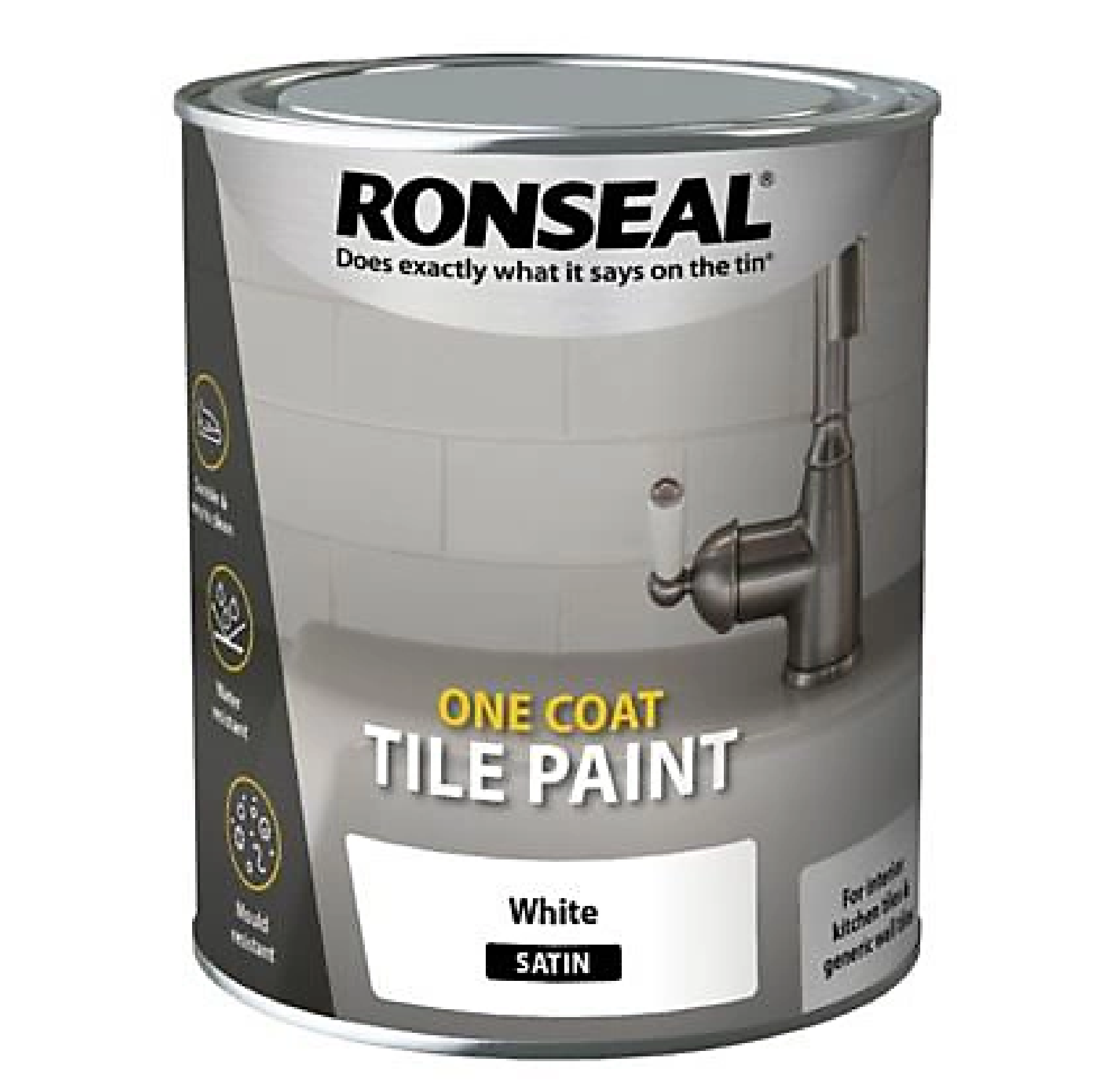 RONSEAL One Coat TILE PAINT SATIN WHITE 750ML 35044